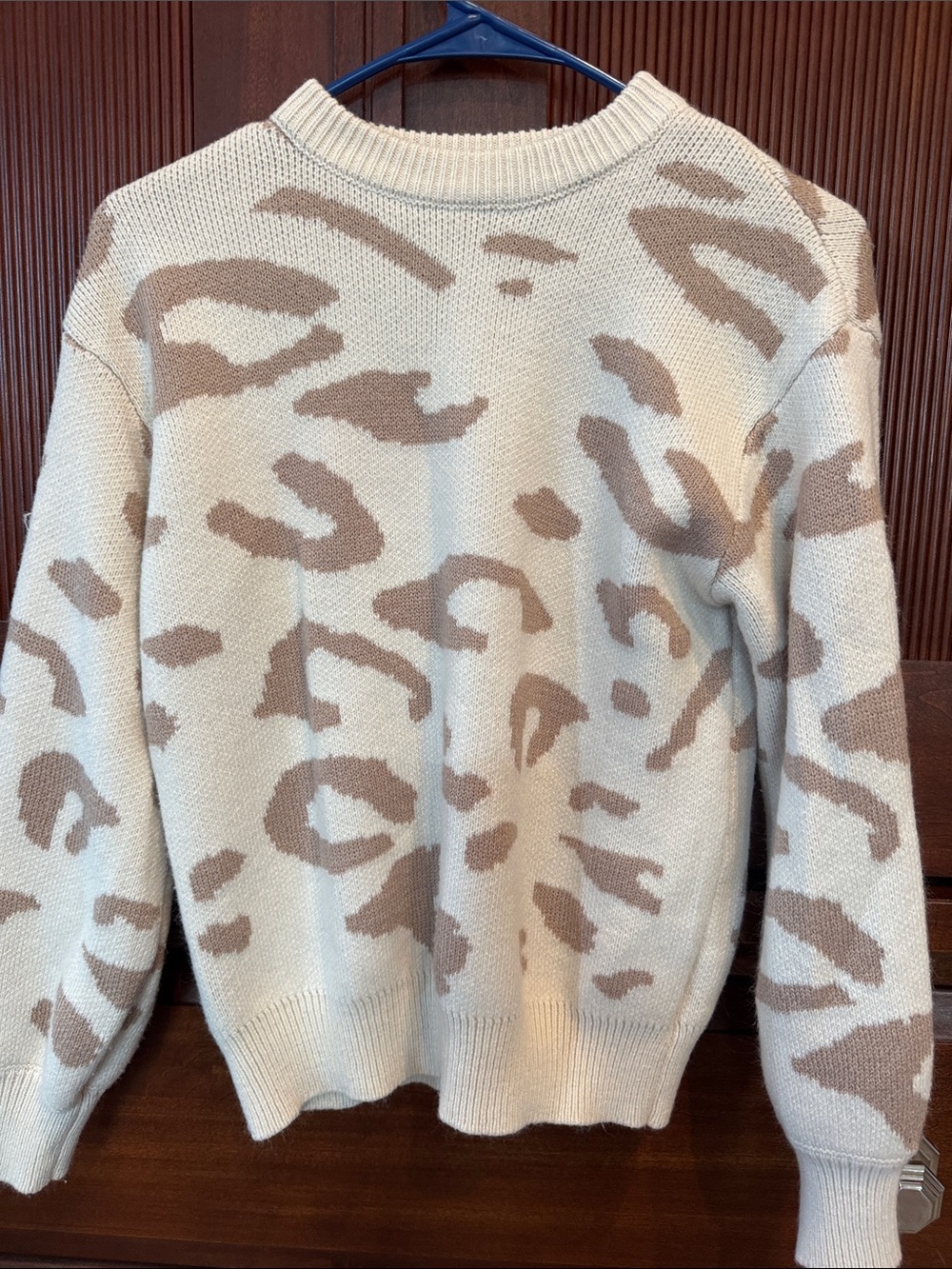 Cream and Tan Leopard Print Girls Sweater
